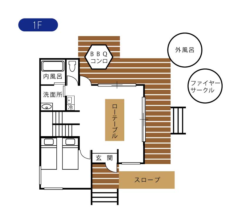 ヴィラ 1階間取り図